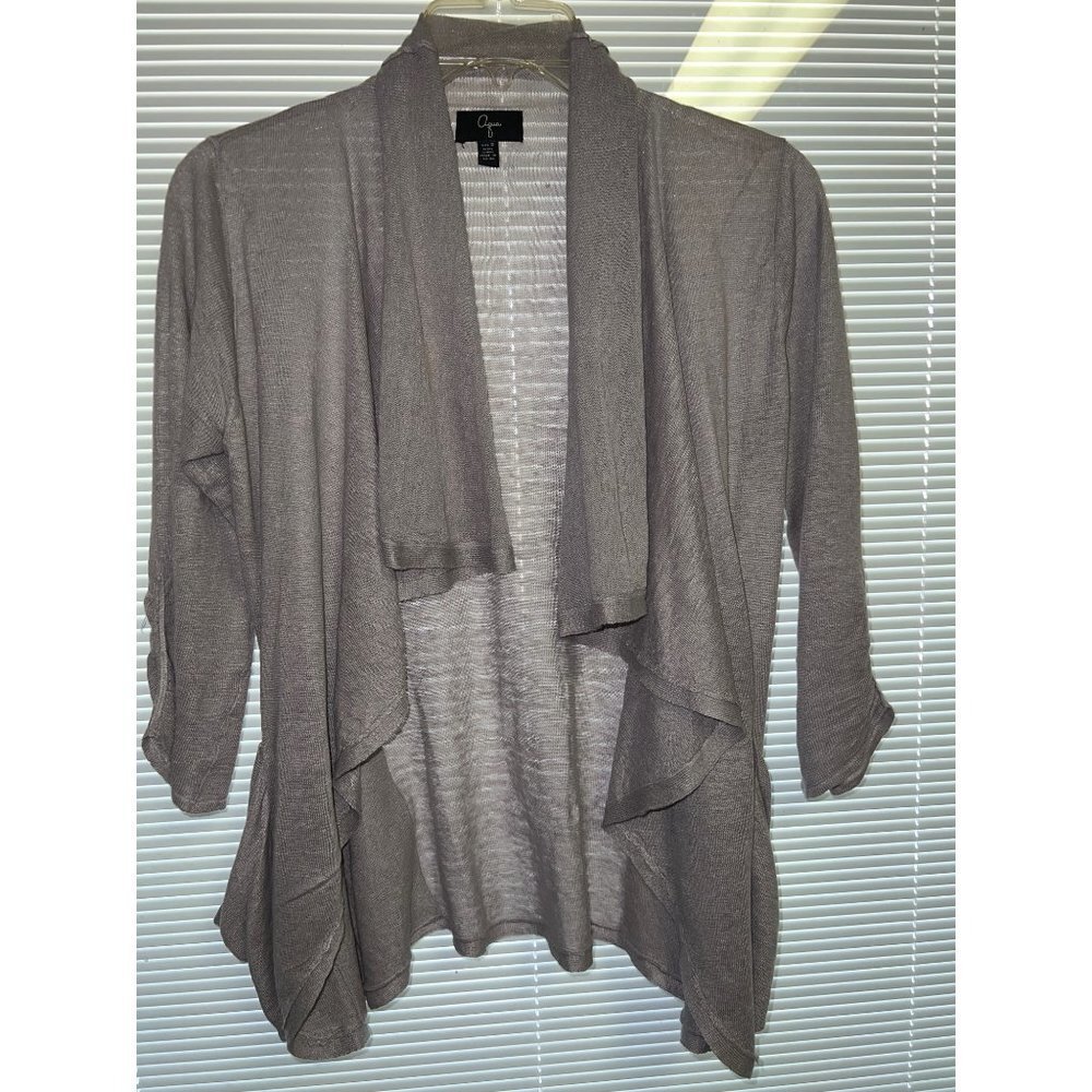 Aqua Flutter Front Grey Cardigan — Small